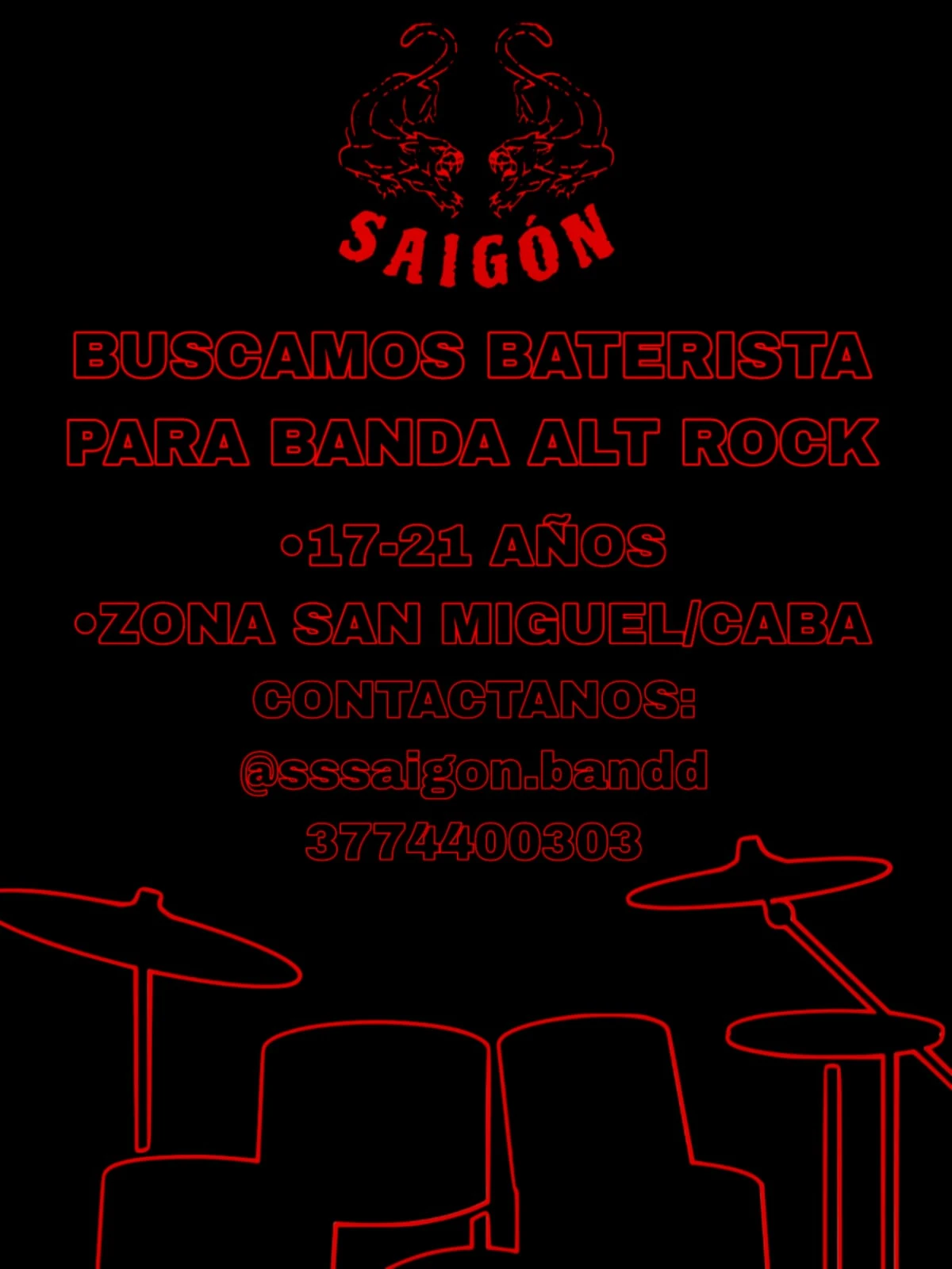 flyer de la banda 'SAIGÓN'